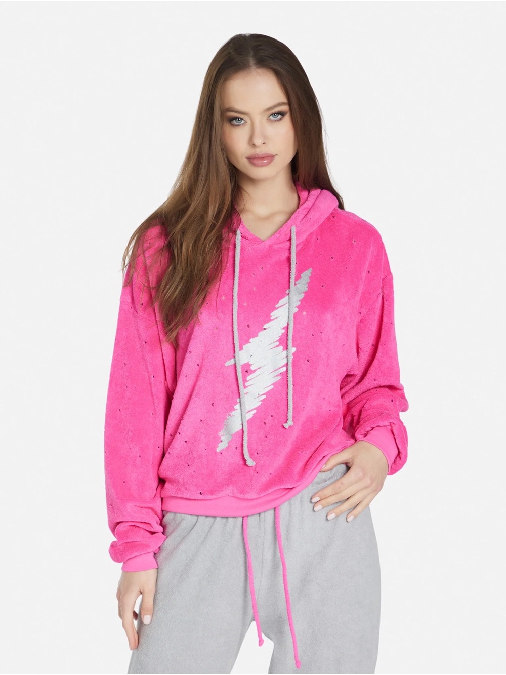 Lauren Moshi Lightening Pullover Hot Pink Hoodie XS